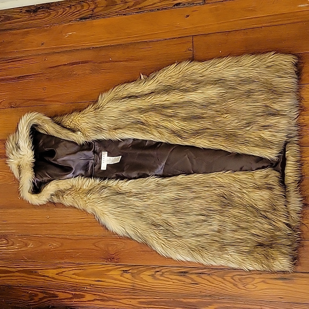 Faux fur vest with hood